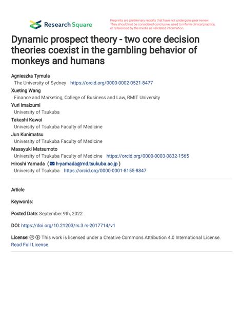 Dynamic prospect theory: Two core decision theories coexist in .